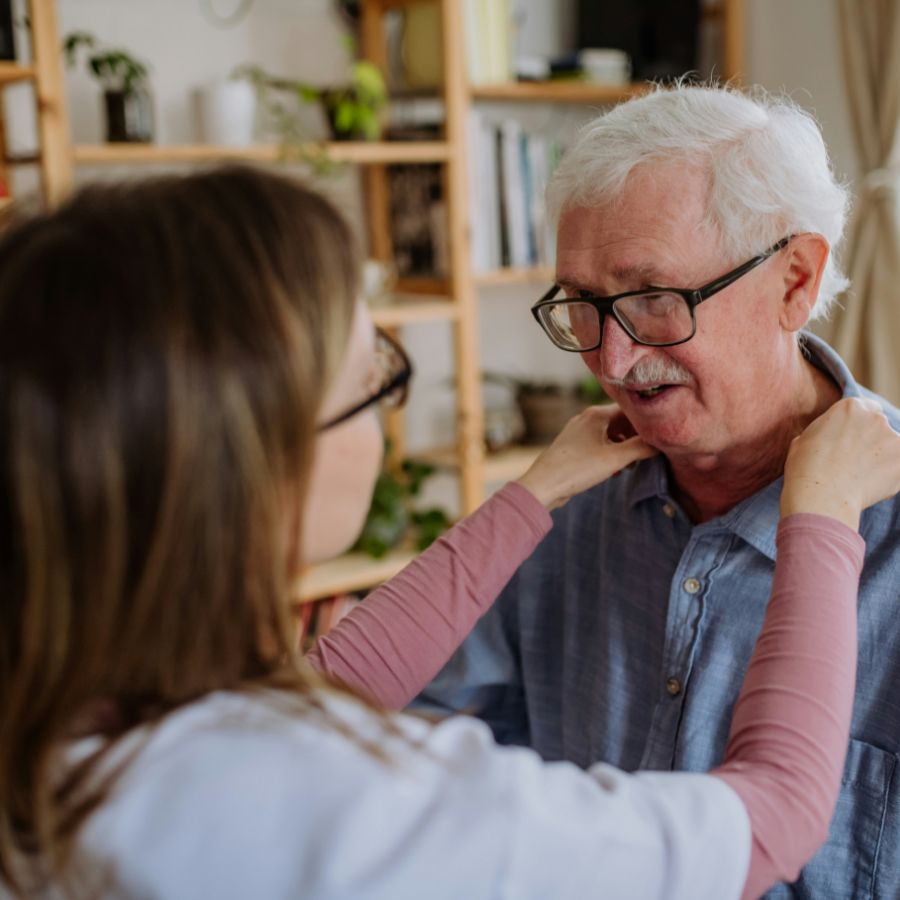 A resident and a care assistant specialised in Challenging Behaviours at Riseley House Care Home in Macclesfield Challenging Behaviours Care in Macclesfield