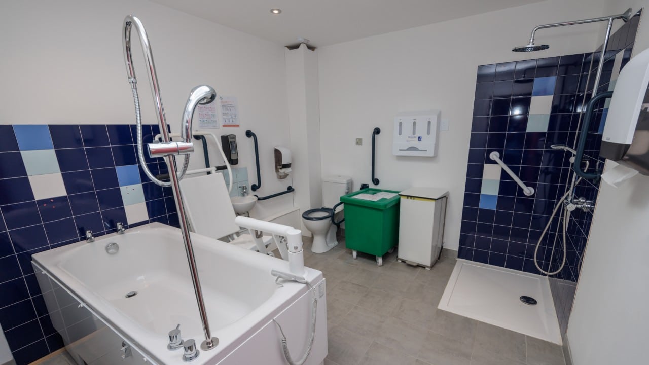 Our dedicated assisted bathing bathroom and suite here at Riseley House Care Home in Macclesfield