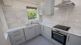 The kitchen in one of our supported living apartments here at Riseley House Care Home in Macclesfield