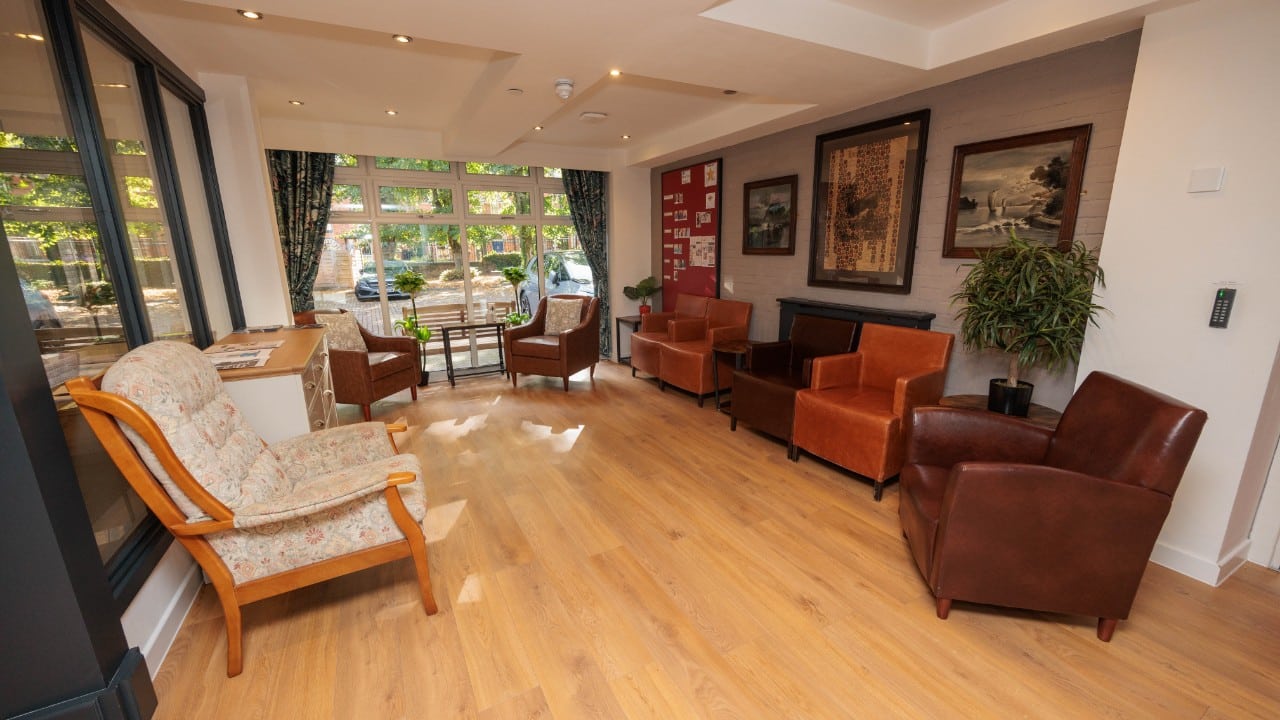 Our light, airy reception room at Riseley House Care Home in Macclesfield