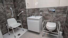 En-suite bathroom in one of our lovely care home bedrooms at Riseley House Care Home in Macclesfield